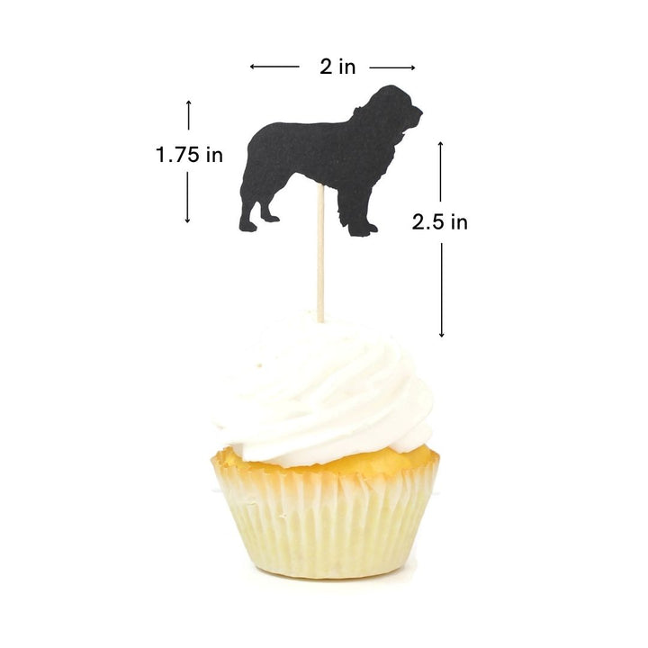 Newfoundland Cupcake Topper Set of 12 Black Newfie Dog Cupcake Toppers Pet Decorations Pet