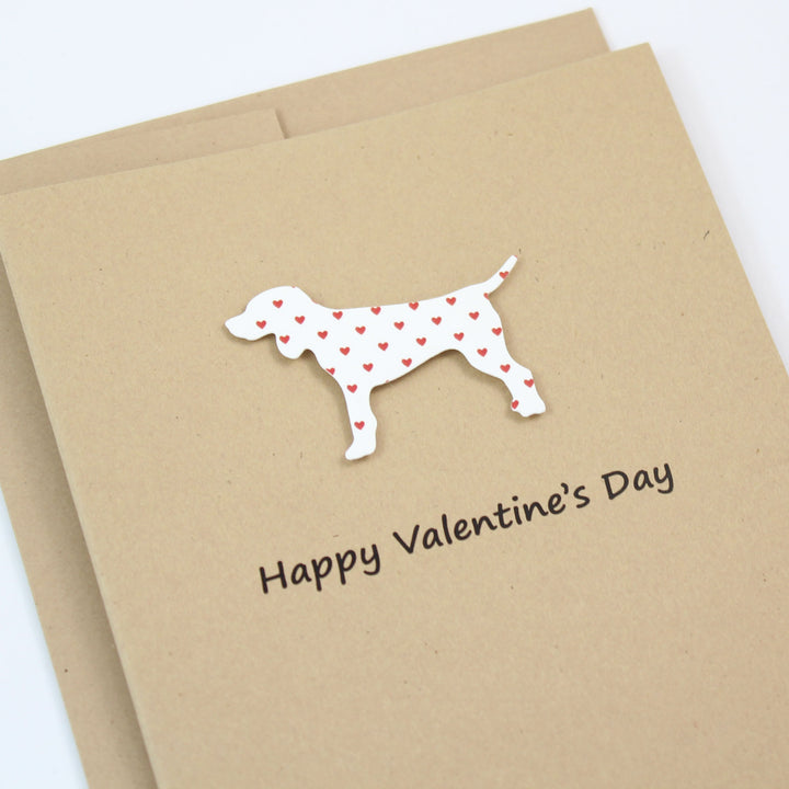 Dog Valentines Day Single Greeting Card - Standard Dog - Red Hearts