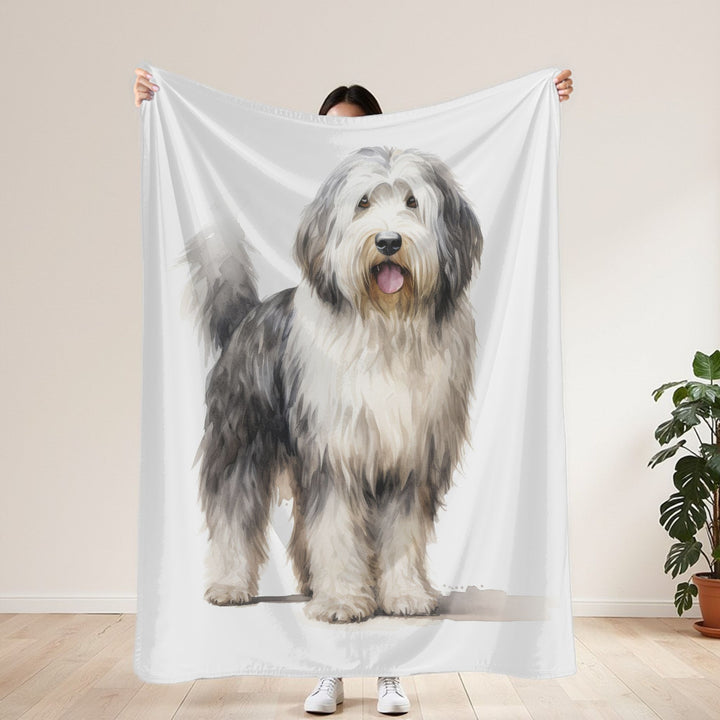 Old English Sheepdog - Velveteen Plush Blanket - 3 Sizes Available - Dog Lover Cozy Throw