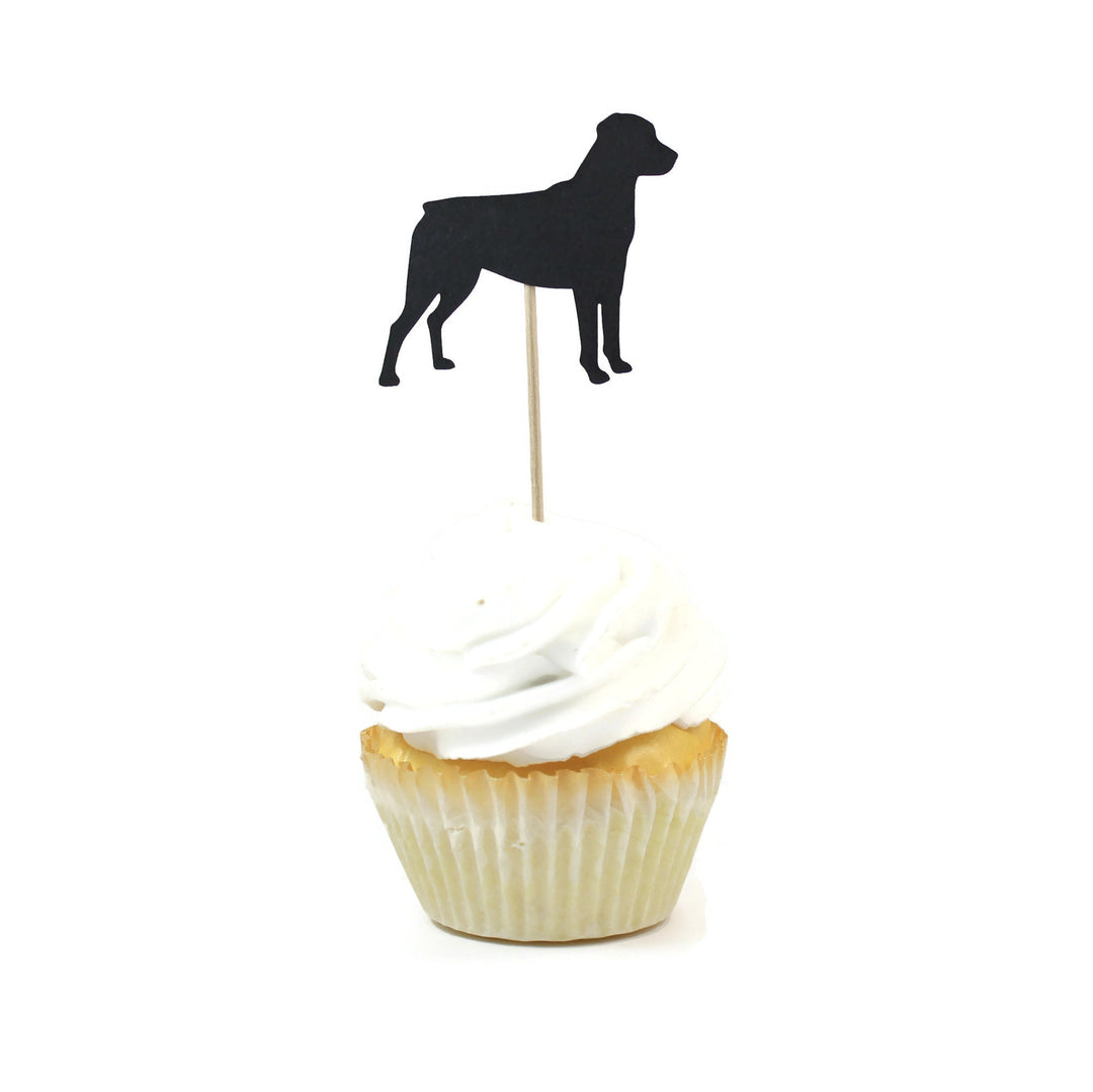 Rottweiler Cupcake Topper Set of 12 | Rottie Dog Cake Topper | Pet Decorations Birthday Party Decor | Custom 25 Dog Colors available