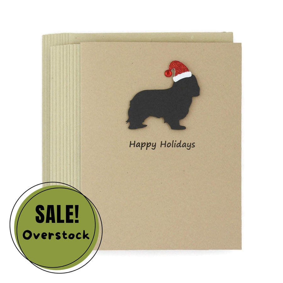 Cavalier King Charles Spaniel Dog Christmas Cards 10 Pack Santa Hat Christmas Cards Holiday Cards Dog Silhouette Dog Holiday Cards - Kraft