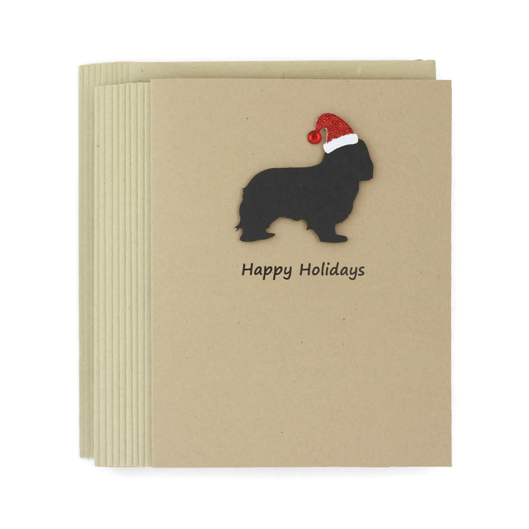 Cavalier King Charles Spaniel Dog Christmas Cards 10 Pack Santa Hat Christmas Cards Holiday Cards Dog Silhouette Dog Holiday Cards - Kraft