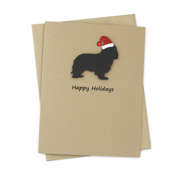 Cavalier King Charles Spaniel Dog Christmas Cards 10 Pack Santa Hat Christmas Cards Holiday Cards Dog Silhouette Dog Holiday Cards - Kraft