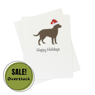 Chocolate Brown Labrador Retriever Christmas Cards Pack of 10 White Base | Handmade Lab Holiday Notecard Set | Sparkly Santa HatGreeting