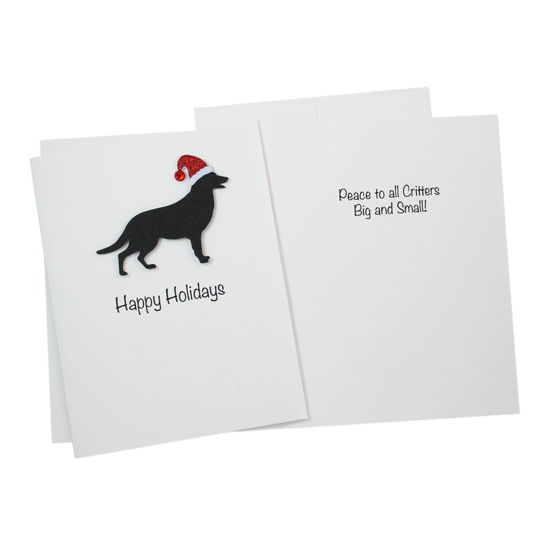 German Shepherd Christmas Cards Pack of 10 White Base | Handmade Dog Holiday Notecard Set | Sparkly Santa Hat Greeting Boxed Set