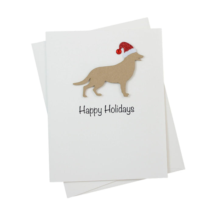 German Shepherd Christmas Cards Pack of 10 White Base | Handmade Dog Holiday Notecard Set | Sparkly Santa Hat Greeting Boxed Set