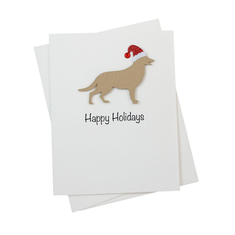 German Shepherd Christmas Cards Pack of 10 White Base | Handmade Dog Holiday Notecard Set | Sparkly Santa Hat Greeting Boxed Set