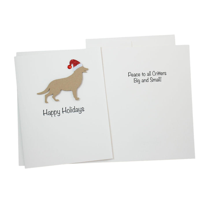 German Shepherd Christmas Cards Pack of 10 White Base | Handmade Dog Holiday Notecard Set | Sparkly Santa Hat Greeting Boxed Set