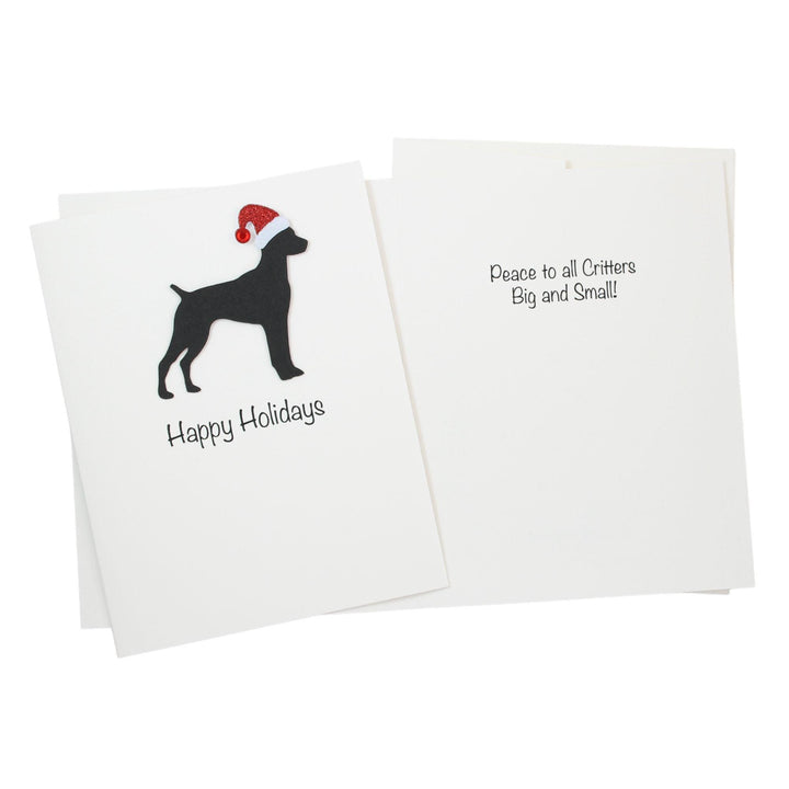 German Shorthaired Pointer Christmas Cards Pack of 10 White Base | Handmade Dog Holiday Notecard Set | Sparkly Santa Hat Greeting Boxed Set