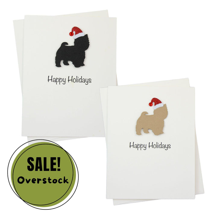 Yorkie Yorkshire Terrier Christmas Cards Pack of 10 White Base | Handmade Dog Holiday Notecard Set | Sparkly Santa Hat Yorkiepoo Maltese