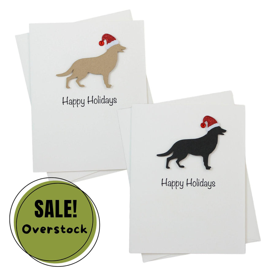 German Shepherd Christmas Cards Pack of 10 White Base | Handmade Dog Holiday Notecard Set | Sparkly Santa Hat Greeting Boxed Set