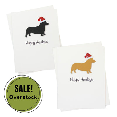 Pembroke Welsh Corgi Christmas Cards Pack of 10 White Base | Handmade Dog Holiday Notecard Set | Sparkly Santa Hat Greeting Boxed Set