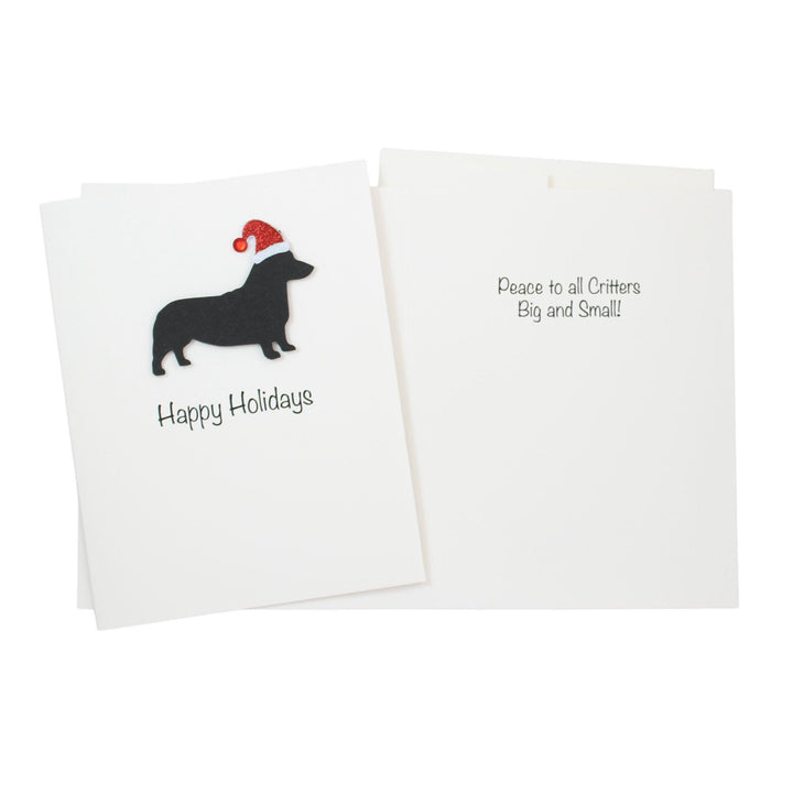 Pembroke Welsh Corgi Christmas Cards Pack of 10 White Base | Handmade Dog Holiday Notecard Set | Sparkly Santa Hat Greeting Boxed Set