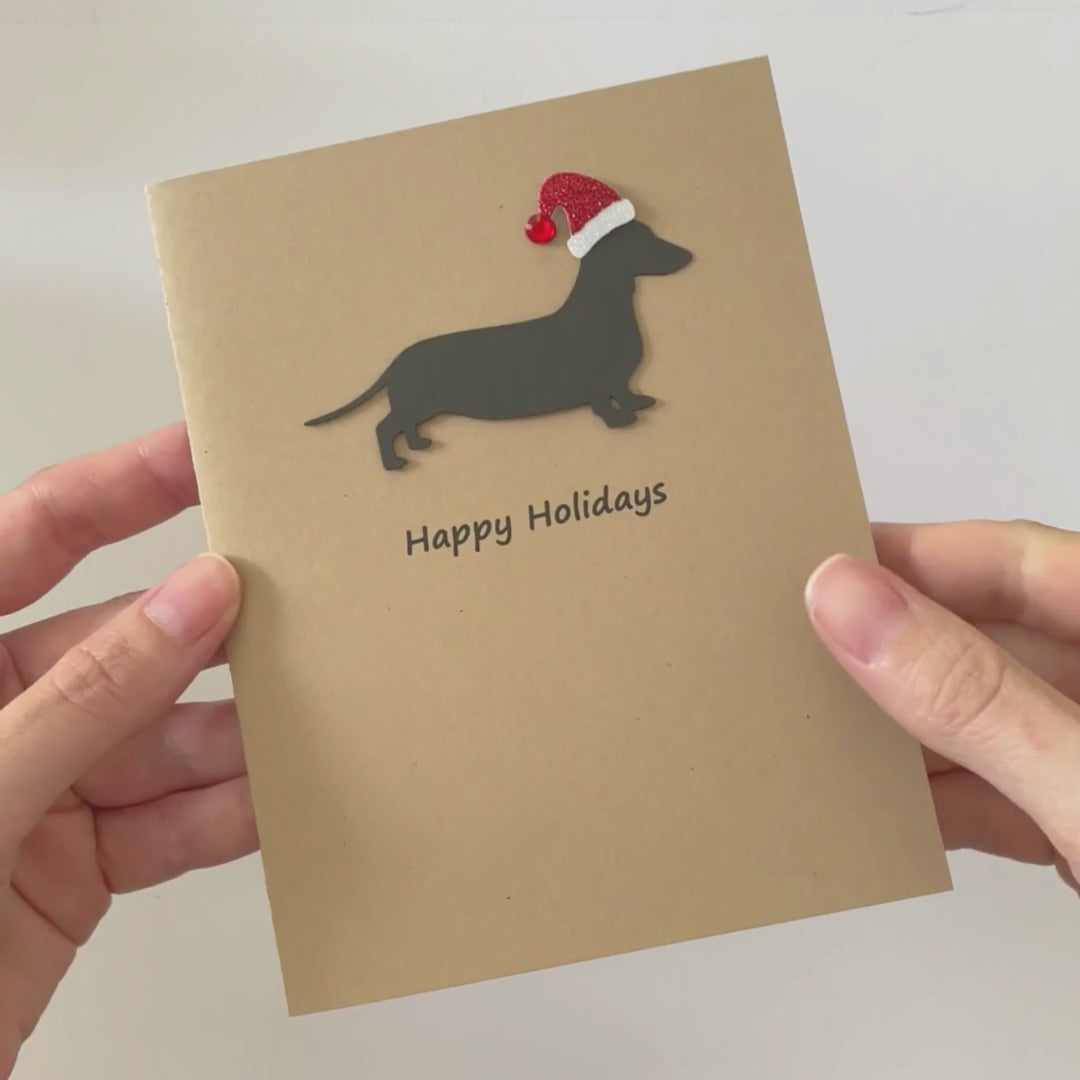 Smooth Dachshund Christmas Card | Single or Pack of 10 | 25 Dog Colors | Choose Phrase