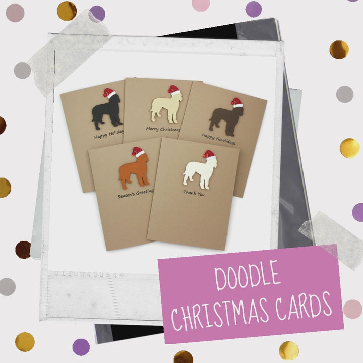 Doodle Christmas Card | Single or Pack of 10 | 25 Dog Colors | Choose Phrases | Santa Hat