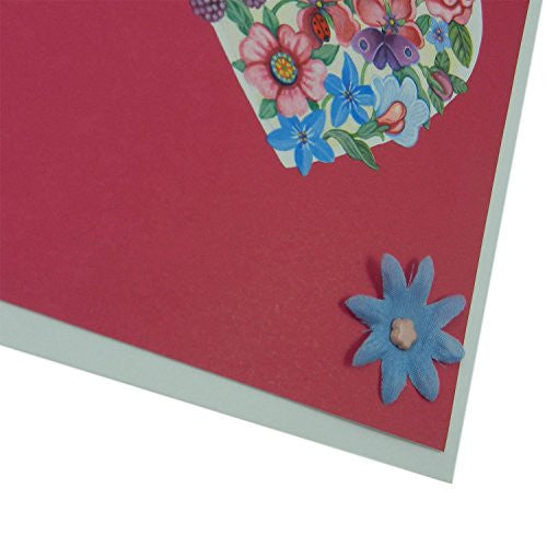 Valentine's Day Greeting Card - Handmade Recycled - Flowered Heart Valentine's Day Card - Embellish by Jackie