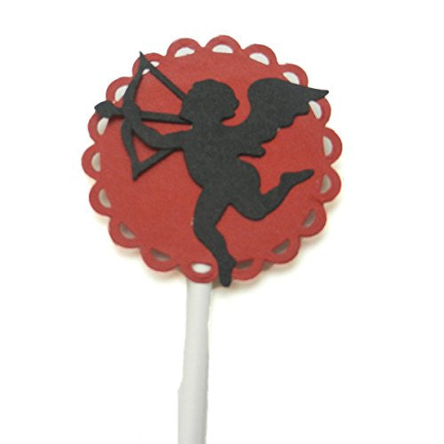 Valentine's Day Cupid Cupcake Toppers - Set of 12 - Valentine's Day Cupcake Topper - Embellish by Jackie