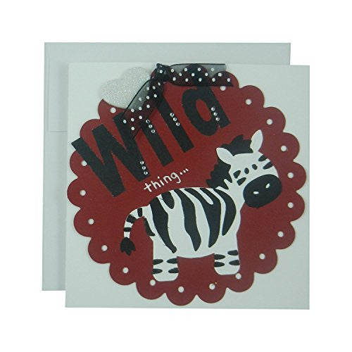 Valentine's Day Greeting Card - Wild Thing Zebra Valentine - Handmade Valentine - Embellish by Jackie