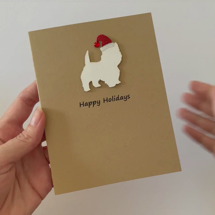 Westie Christmas Cards | Single Card or 10 Pack | White Dog Holiday Card | West Highland White Terrier