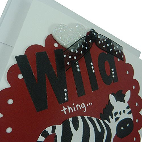 Valentine's Day Greeting Card - Wild Thing Zebra Valentine - Handmade Valentine - Embellish by Jackie