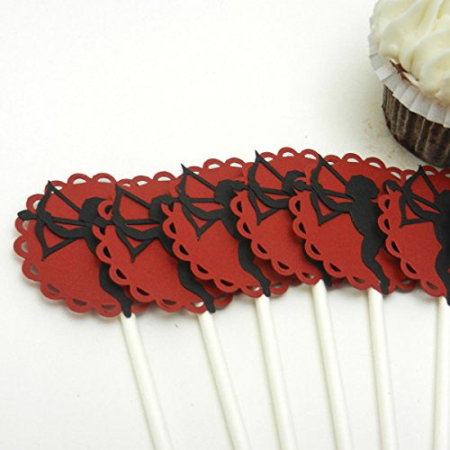 Valentine's Day Cupid Cupcake Toppers - Set of 12 - Valentine's Day Cupcake Topper - Embellish by Jackie