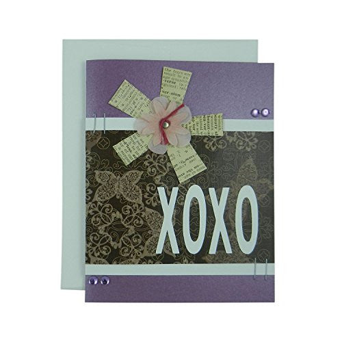 Valentine's Day Greeting Card - Purple Valentine - XOXO - Handmade Valentine's Card - Love Card - Embellish by Jackie