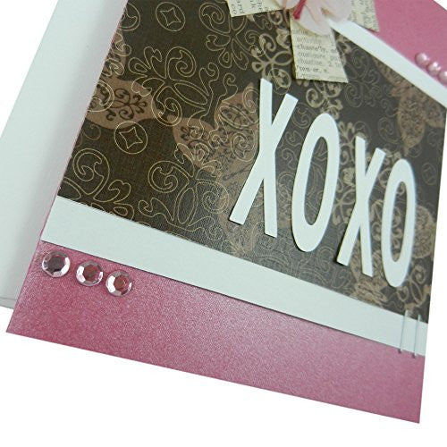 Valentine's Day Greeting Card - Pink Valentine - XOXO - Handmade Valentine's Card - Love Card - Embellish by Jackie