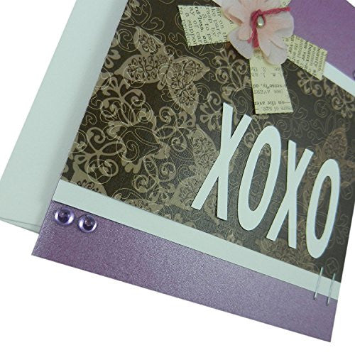 Valentine's Day Greeting Card - Purple Valentine - XOXO - Handmade Valentine's Card - Love Card - Embellish by Jackie