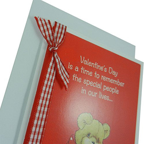 Valentine's Day Greeting Card - Handmade Recycled - Teddy Bear Valentine's Day Card - Embellish by Jackie