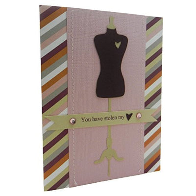 Love Greeting Card Handmade Dress form with Stolen Heart stripe pattern with envelope - Embellish by Jackie - Handmade Greeting Cards