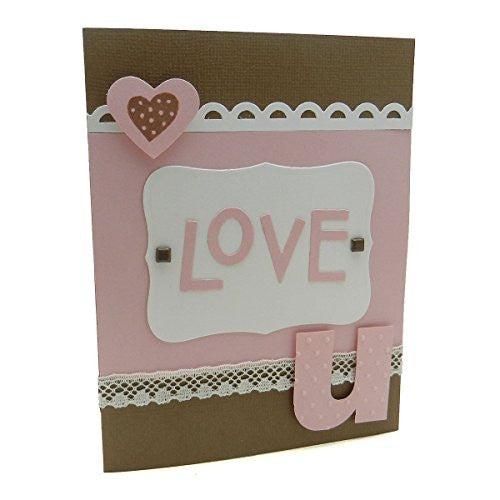 Handmade Love Card Love U Brown and Pink Vintage Embellishments Greeting - Embellish by Jackie