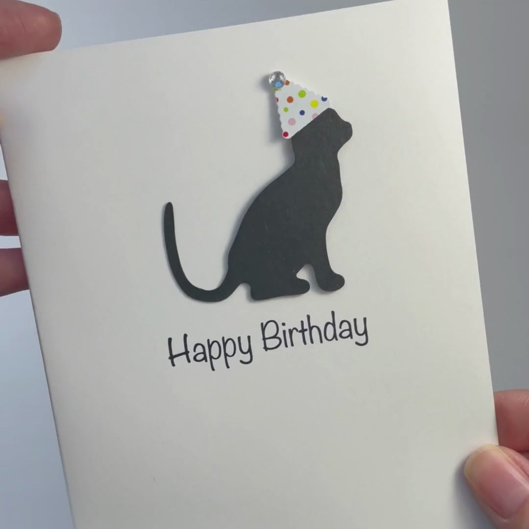 Cat Birthday Cards Single Card or 10 Pack White Base | Handmade 25 Cat Colors Available