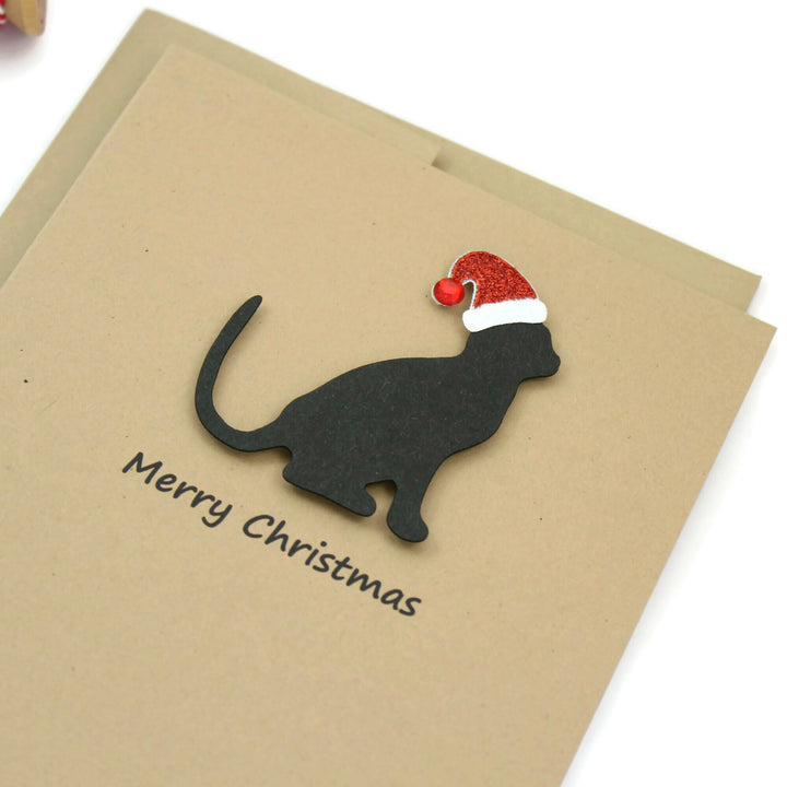 Cat Christmas Cards | Single Card or 10 Pack | 25 Cat Colors Available | Choose Phrases - Embellish by Jackie