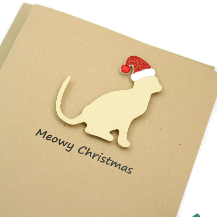 Cat Christmas Cards | Single Card or 10 Pack | 25 Cat Colors Available | Choose Phrases - Embellish by Jackie