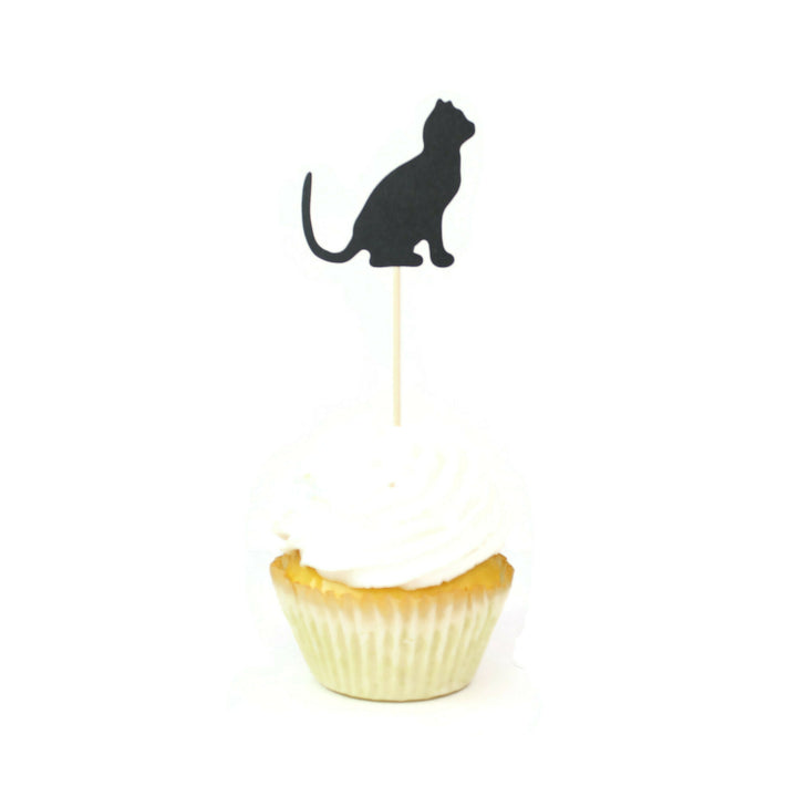 Cat Cupcake Toppers 12 Pack | 25 Cat Colors available | Handmade Cat Birthday Party Decor - Embellish by Jackie