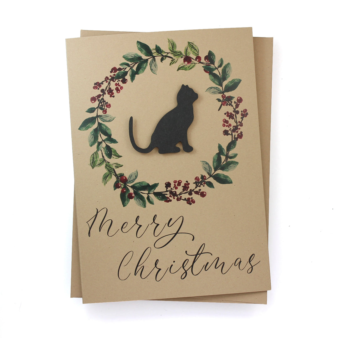 Cat and Wreath Christmas Card