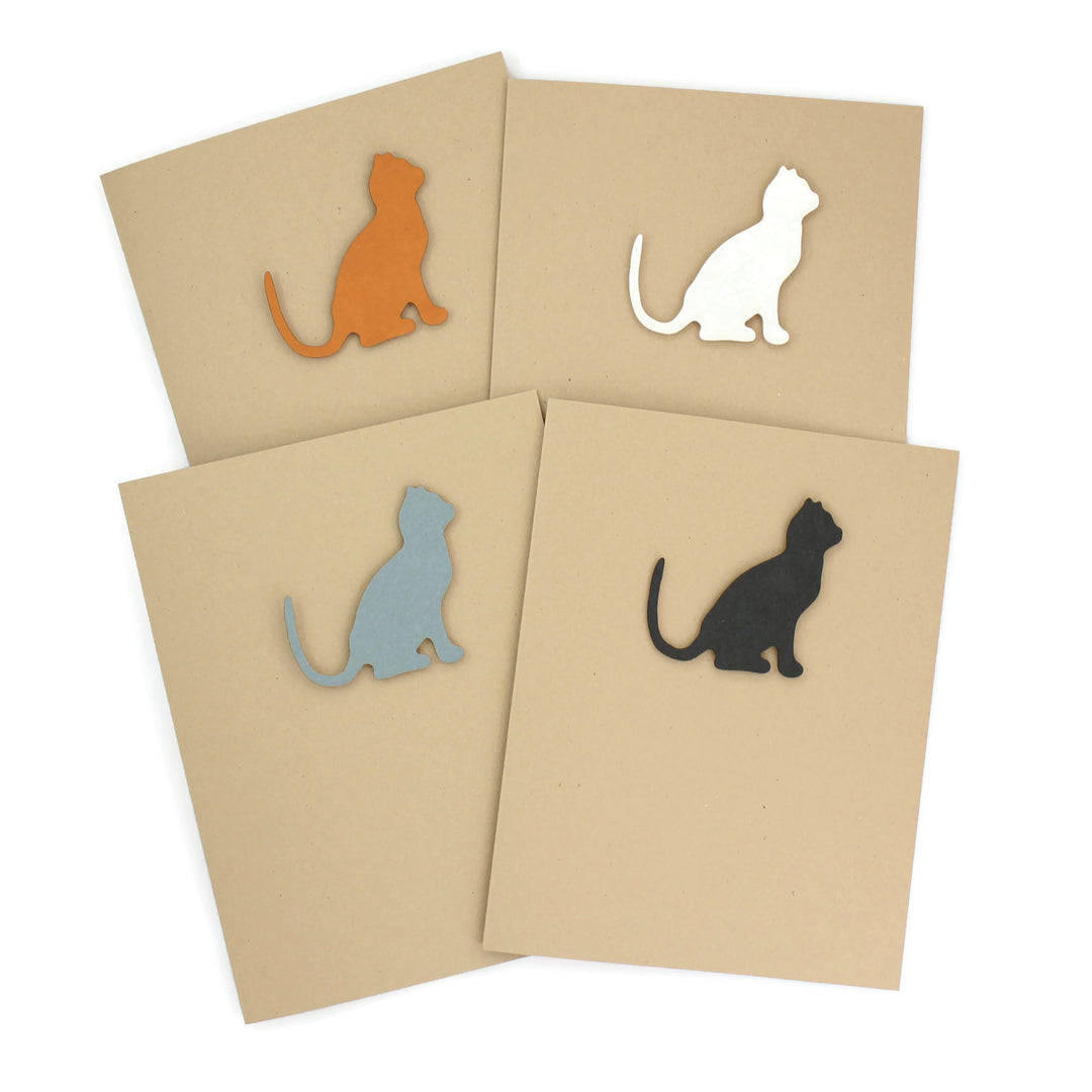 Cat Blank Card | Handmade Cat Greeting Card | Single Card or 10 Pack | 25 Cat Colors Available