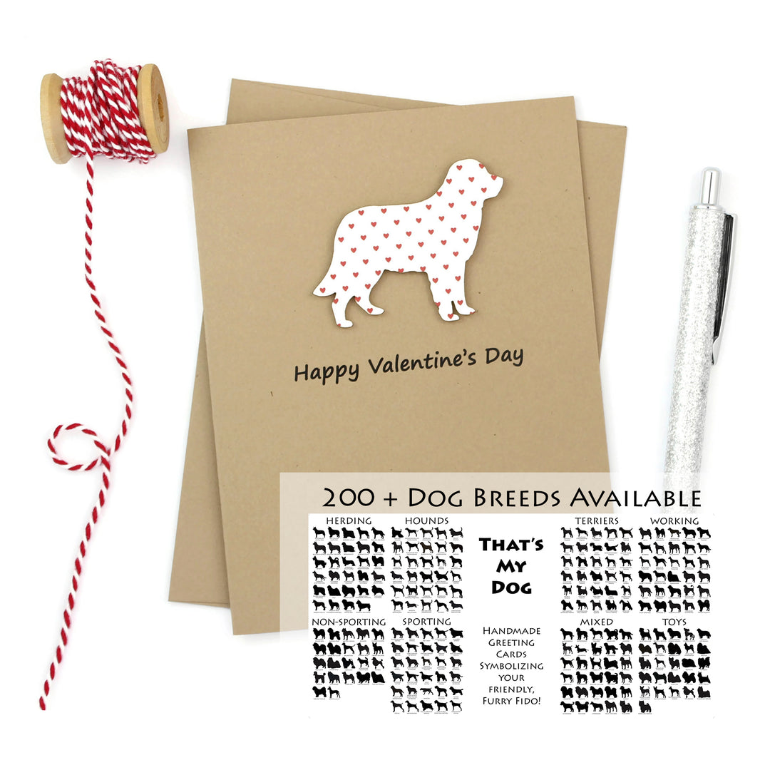 Choose your Dog Breed Valentine's Day Notecards | Small Red Hearts Pattern