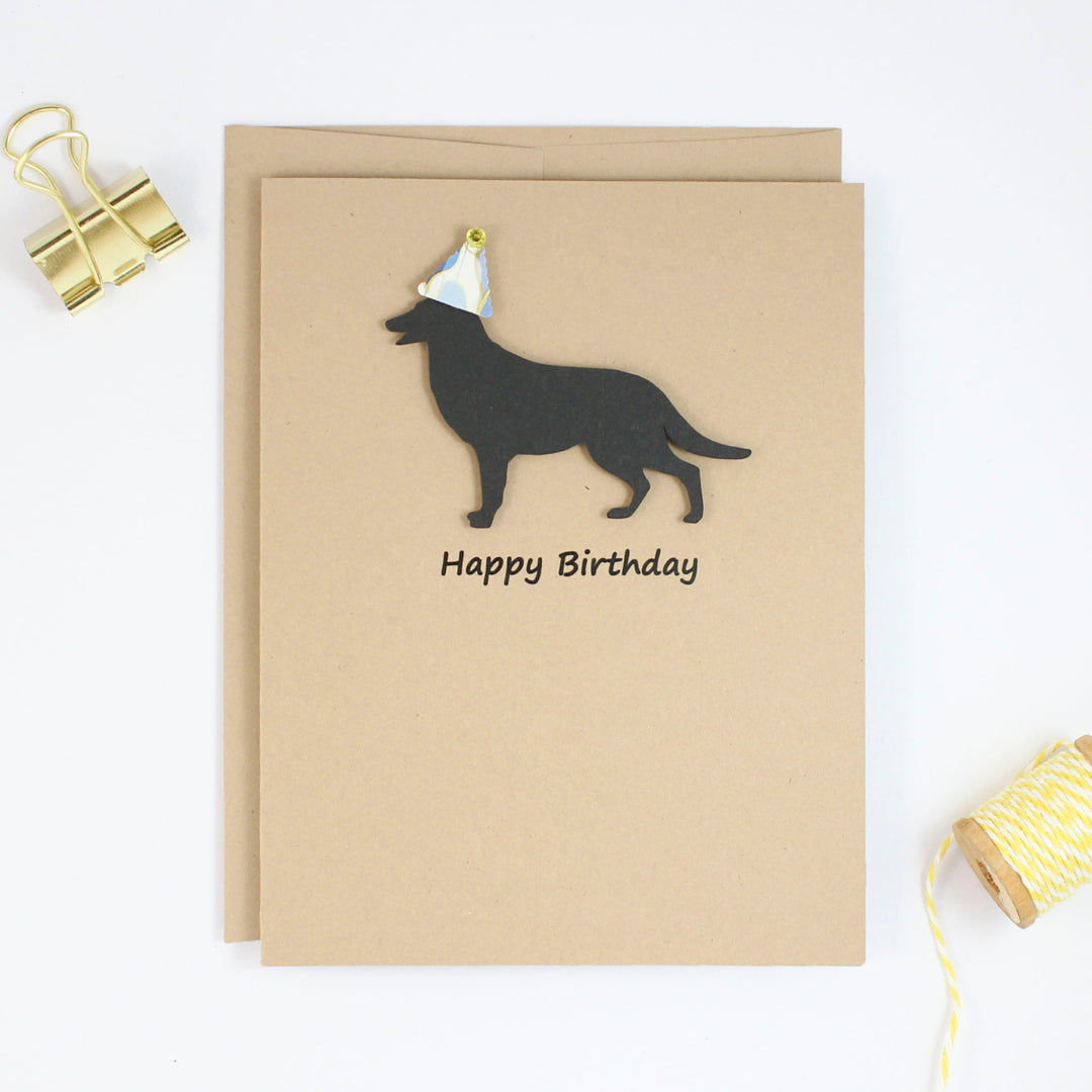 German Shepherd Birthday Cards | Handmade Black Dog Birthday Greeting Card | Choose Inside - Embellish by Jackie