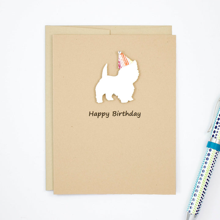 West Highland White Terrier Birthday Cards | Handmade Westie Dog Greeting Card | Single or 10 Pack | Choose Inside