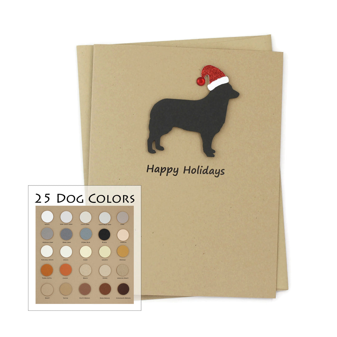 Siberian Husky Christmas Card | Single or Pack of 10 | 25 Dog Colors | Choose Phrases | Santa Hat | Belgian Tervuren Belgian Sheepdog