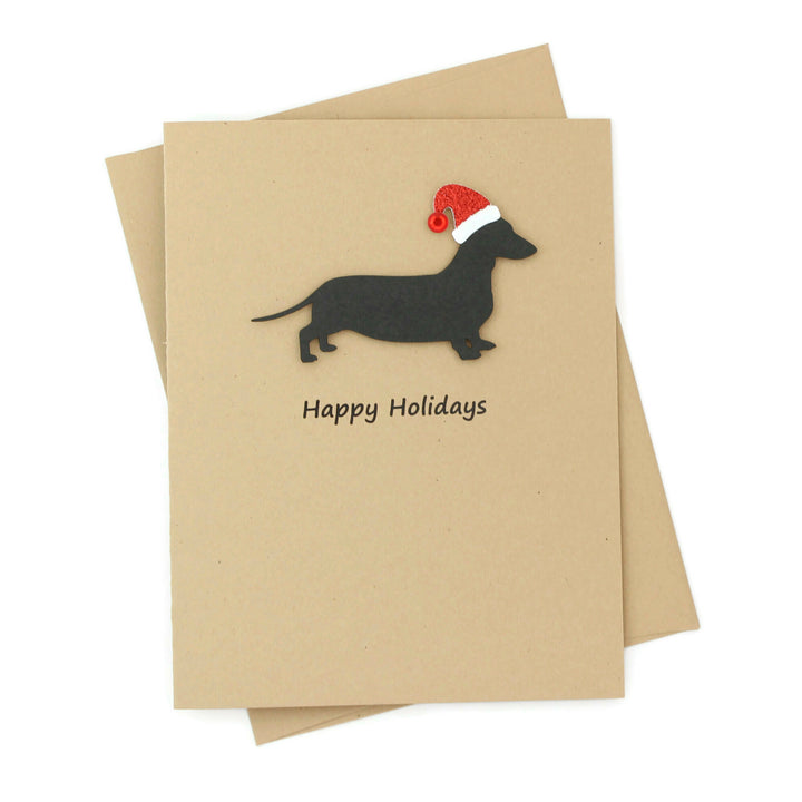 Smooth Dachshund Christmas Card | Single or Pack of 10 | 25 Dog Colors | Choose Phrase