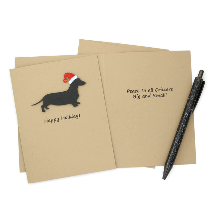 Smooth Dachshund Christmas Card | Single or Pack of 10 | 25 Dog Colors | Choose Phrase