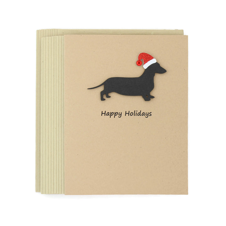 Smooth Dachshund Christmas Card | Single or Pack of 10 | 25 Dog Colors | Choose Phrase