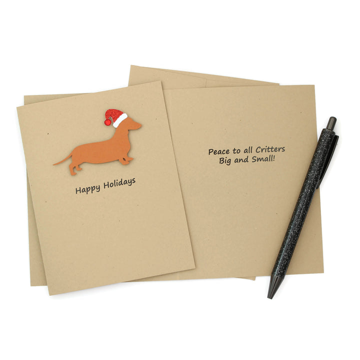 Smooth Dachshund Christmas Card | Single or Pack of 10 | 25 Dog Colors | Choose Phrase