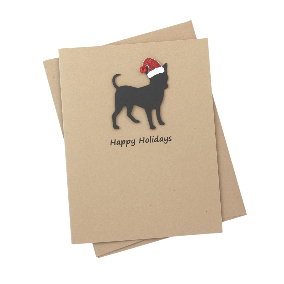 Smooth Coat Chihuahua Christmas Card | Single or Pack of 10 | 25 Dog Colors | Choose Phrases | Santa Hat