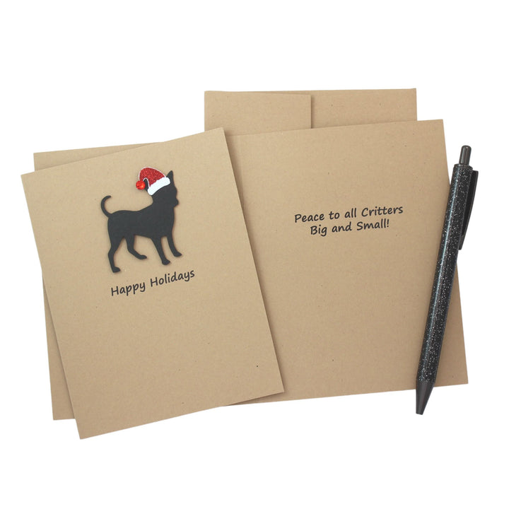 Smooth Coat Chihuahua Christmas Card | Single or Pack of 10 | 25 Dog Colors | Choose Phrases | Santa Hat