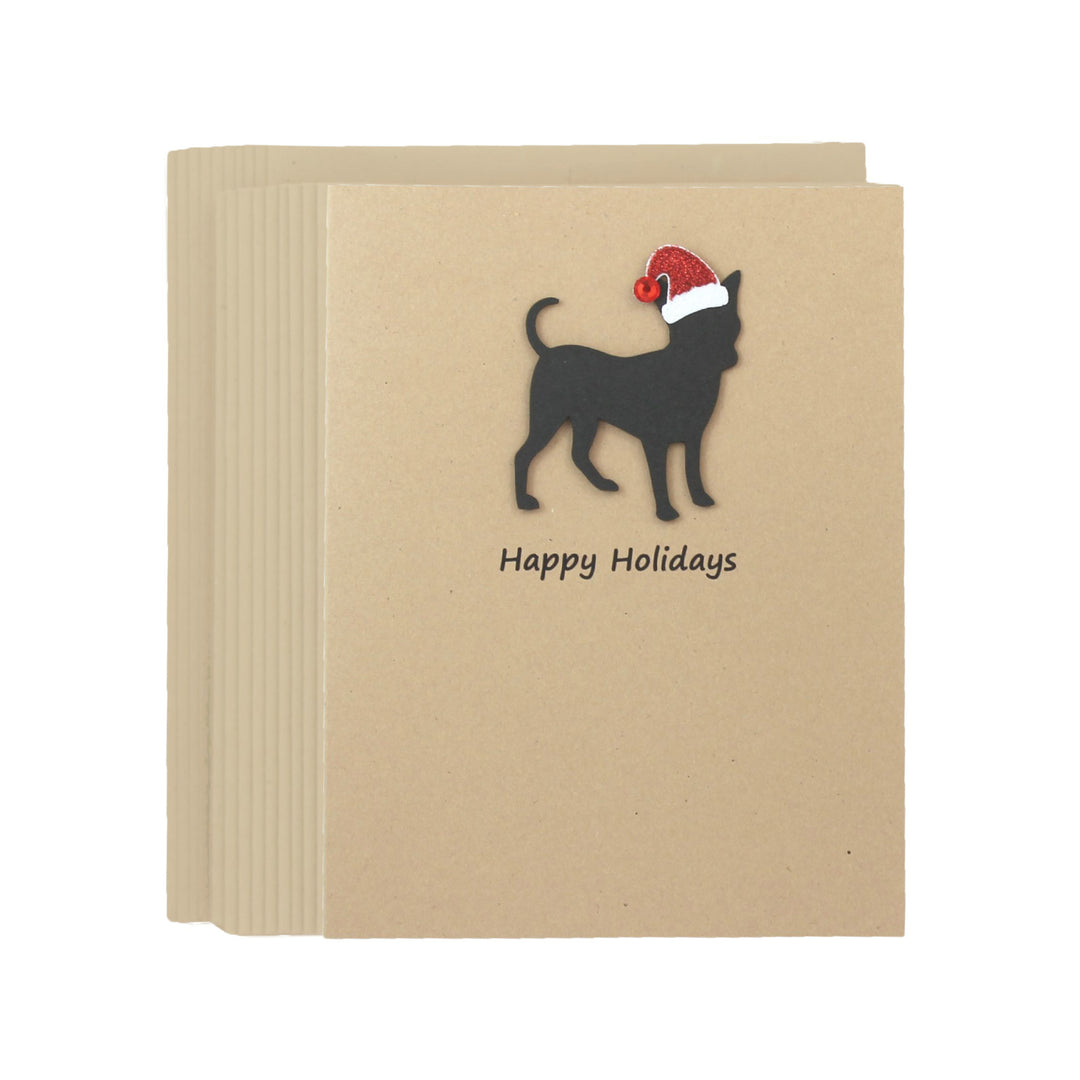 Smooth Coat Chihuahua Christmas Card | Single or Pack of 10 | 25 Dog Colors | Choose Phrases | Santa Hat