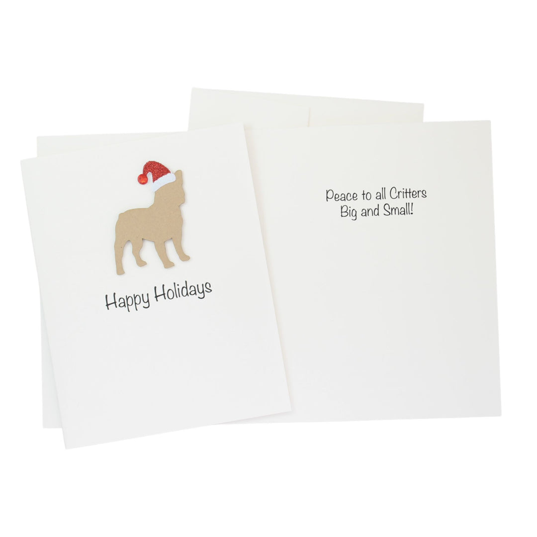 French Bulldog Christmas Card White | Single or Pack of 10 | 25 Dog Colors | Choose Phrases