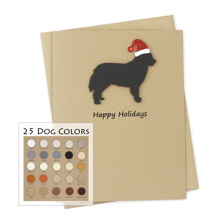 Bernese Mountain Dog Christmas Card | Single or Pack of 10 | 25 Dog Colors | Choose Phrases | Santa Hat